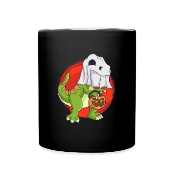 Dinosaur Halloween Ghost - Full Colour Mug - black - Front
