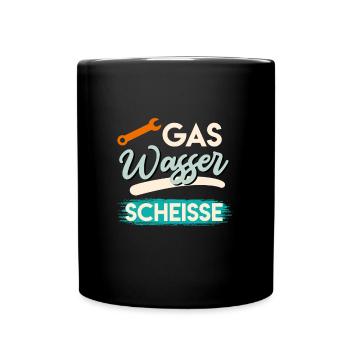 Gas Wasser Scheiße - Tasse einfarbig - Schwarz - Vorne