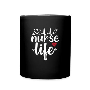 Krankenschwester Leben - Tasse einfarbig - Schwarz - Vorne