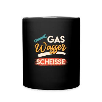Gas Wasser Scheiße - Tasse einfarbig - Schwarz - Vorne