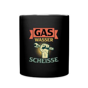 Anlagenmechaniker Sanitär Klimatechnik - Tasse einfarbig - Schwarz - Vorne