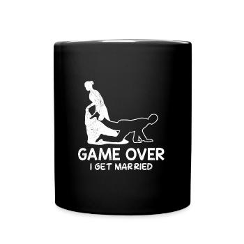 Game over- Bachelor Farewell Bride and Groom - Full Colour Mug - black - Front