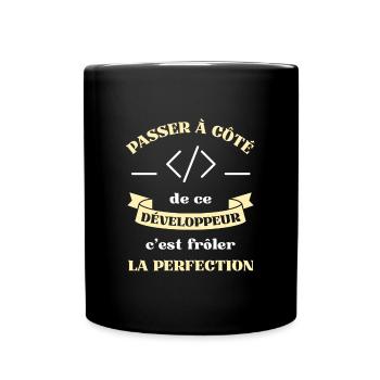 perfection développeur homme humour informatique - Mug uni - noir - Devant