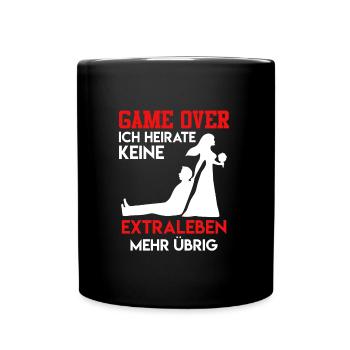 Game over - JGA Männer Hochzeit - Tasse einfarbig - Schwarz - Vorne