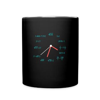 Mathematiker Uhr lustiges Mathe - Tasse einfarbig - Schwarz - Vorne