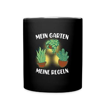 Mein Garten meine Regeln Schrebergarten - Tasse einfarbig - Schwarz - Vorne