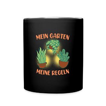 Mein Garten meine Regeln Schrebergarten - Tasse einfarbig - Schwarz - Vorne
