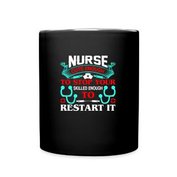 Krankenschwester - Tasse einfarbig - Schwarz - Vorne
