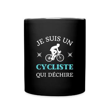 cycliste qui déchire humour vélo homme cadeau - Mug uni - noir - Devant