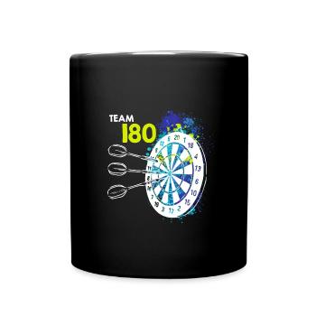 Team 180 Darts 180er Dartscheibe 180 in Dart - Tasse einfarbig - Schwarz - Vorne