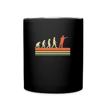 Darts Evolution Dartspieler wirft Dart - Tasse einfarbig - Schwarz - Vorne