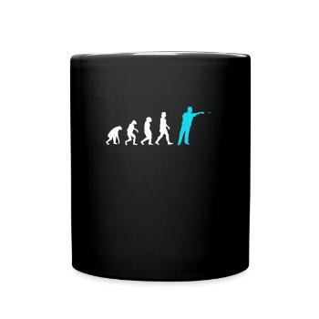 Darts Evolution Dartspieler wirft Dart - Tasse einfarbig - Schwarz - Vorne