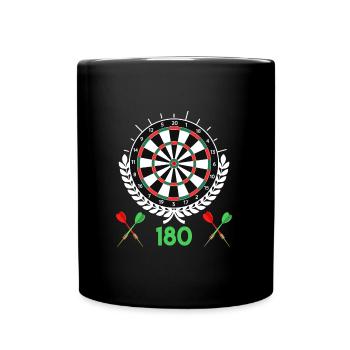 Darts 180er Dartscheibe 180 in Dart - Tasse einfarbig - Schwarz - Vorne