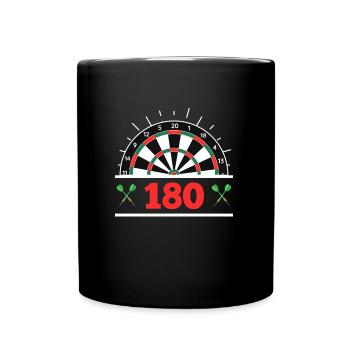 Darts 180er Dartscheibe 180 in Dart - Tasse einfarbig - Schwarz - Vorne