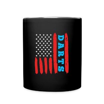 Dart USA Flagge US Fan Darts - Tasse einfarbig - Schwarz - Vorne