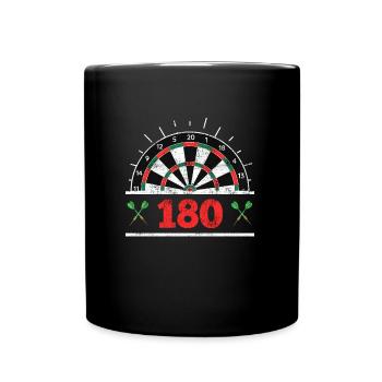 Darts 180er Dartscheibe 180 in Dart - Tasse einfarbig - Schwarz - Vorne