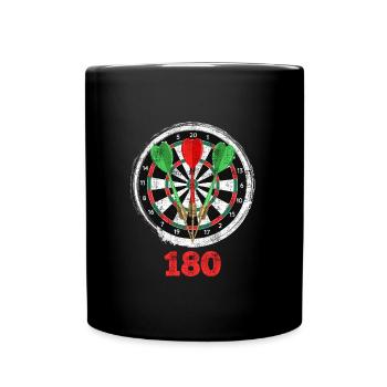 Darts 180er Dartscheibe 180 in Dart - Tasse einfarbig - Schwarz - Vorne
