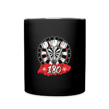 Darts 180er Dartscheibe 180 in Dart - Tasse einfarbig - Schwarz - Vorne