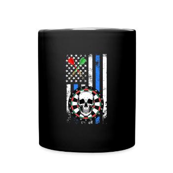 Darts USA Flag with Bone Face Dart - Full Colour Mug - black - Front