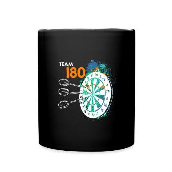Team 180 Darts 180er Dartscheibe 180 in Dart - Tasse einfarbig - Schwarz - Vorne