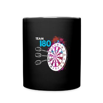 Team 180 Darts 180er Dartscheibe 180 in Dart - Tasse einfarbig - Schwarz - Vorne