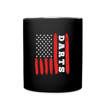 Dart USA Flagge US Fan Darts - Tasse einfarbig - Schwarz - Vorne