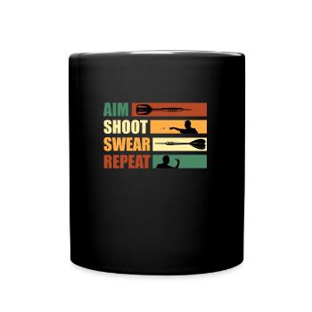 Darts Aim Shoot Swear Repeat Dart Zubehör Darts - Tasse einfarbig - Schwarz - Vorne