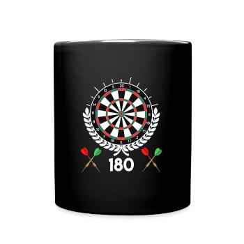 Darts 180er Dartscheibe 180 in Dart - Tasse einfarbig - Schwarz - Vorne