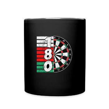 Darts Dartscheibe 180 Punkte 180er Dart - Tasse einfarbig - Schwarz - Vorne