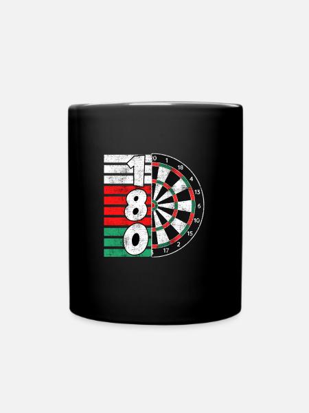 Darts Dartscheibe 180 Punkte 180er Dart - Tasse einfarbig - Schwarz