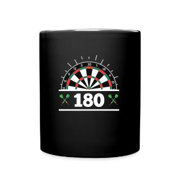 Darts 180er Dartscheibe 180 in Dart - Tasse einfarbig - Schwarz - Vorne