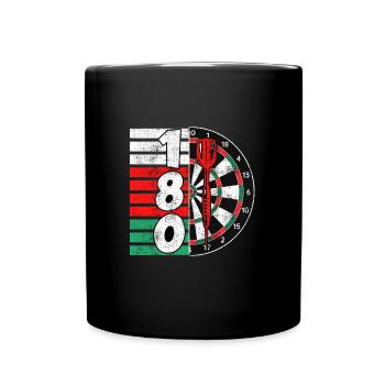 Darts Dartscheibe 180 Punkte 180er Dart - Tasse einfarbig - Schwarz - Vorne