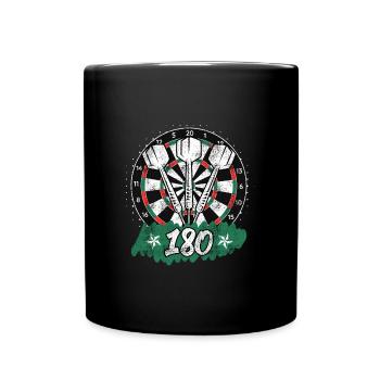 Darts 180er Dartscheibe 180 in Dart - Tasse einfarbig - Schwarz - Vorne