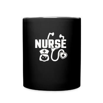 Krankenschwester - Tasse einfarbig - Schwarz - Vorne