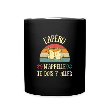 l'apéro m'appelle humour alcool homme apéritif - Mug uni - noir - Devant