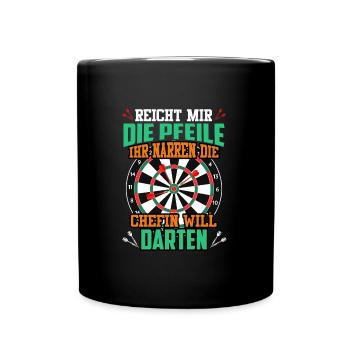 Frauen Darts Damen Dartpfeile Dartscheibe Dart - Tasse einfarbig - Schwarz - Vorne