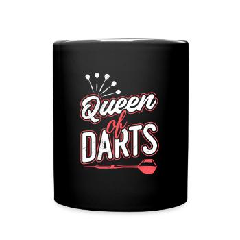 Queen of Darts Dart Zubehör Frauen in Dart - Tasse einfarbig - Schwarz - Vorne