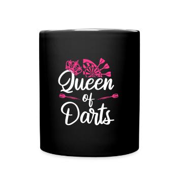Queen of Darts Dart Zubehör Frauen in Dart - Tasse einfarbig - Schwarz - Vorne
