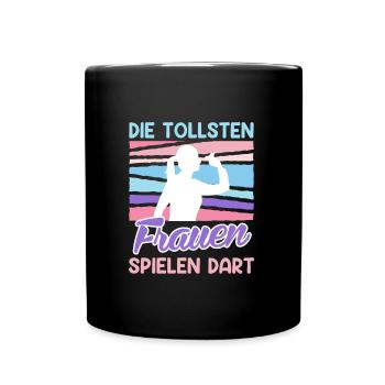 Tolle Frauen Darts Damen Dartpfeile Zubehör Dart - Tasse einfarbig - Schwarz - Vorne