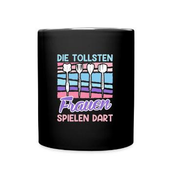 Tolle Frauen Darts Damen Dartpfeile Zubehör Dart - Tasse einfarbig - Schwarz - Vorne