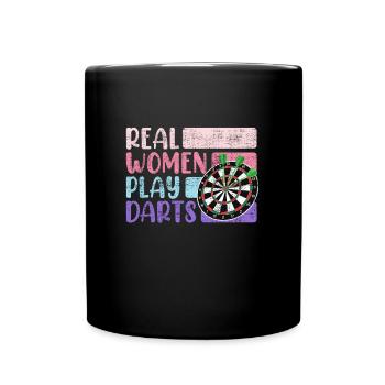 Real Women Play Darts Ladies Darts Accessories Darts - Full Colour Mug - black - Front
