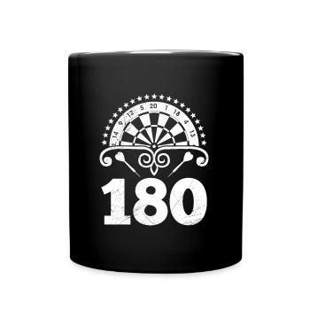 Darts 180 Dartscheibe Dartpfeil 180 Dart - Tasse einfarbig - Schwarz - Vorne