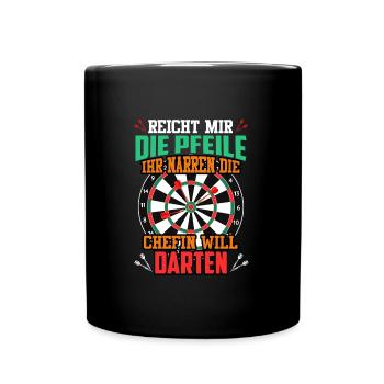 Frauen Darts Damen Dartpfeile Dartscheibe Dart - Tasse einfarbig - Schwarz - Vorne