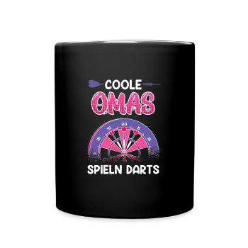 Coole Omas spielen Dart Frauen Darts Zubehör Dart - Tasse einfarbig - Schwarz - Vorne