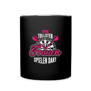 Tolle Frauen spielen Darts Damen Dart Zubehör Dart - Tasse einfarbig - Schwarz - Vorne