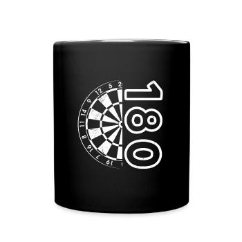 Darts 180 Dartscheibe Dartpfeil 180 Dart - Tasse einfarbig - Schwarz - Vorne