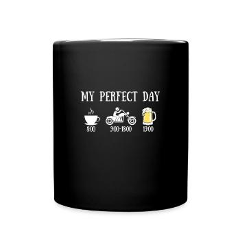 perfect day motorcycle humor biker man biker - Full Colour Mug - black - Front