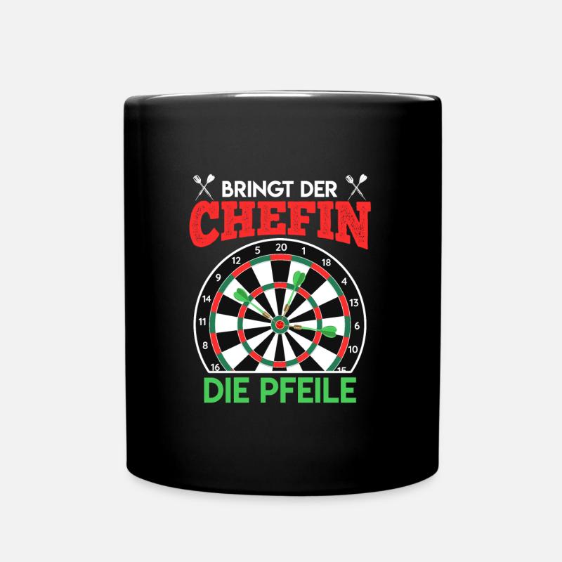 Chefin Darts Damen Dartscheibe Dart Zubehör Dart - Tasse einfarbig - Schwarz