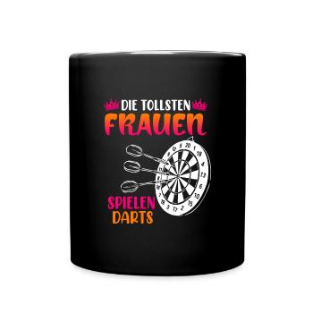 Frauen Darts Damen Dart Pfeile Zubehör Dart - Tasse einfarbig - Schwarz - Vorne