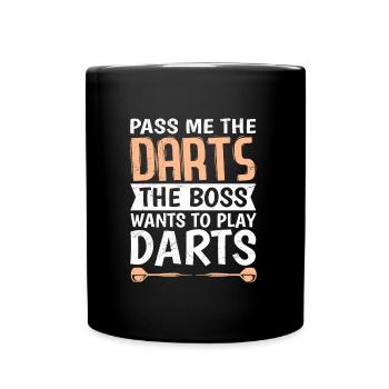 Chefin Dart spielen Frauen Darts Zubehör Dart - Tasse einfarbig - Schwarz - Vorne